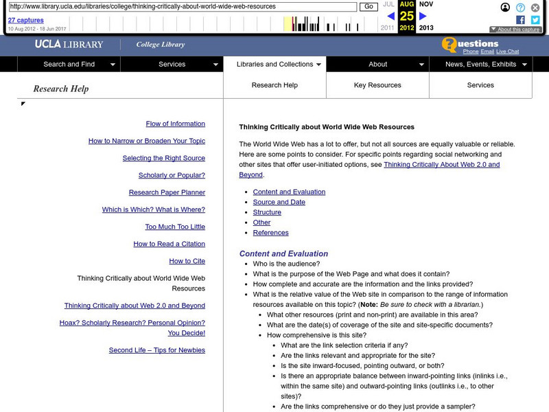 Ucla College Library: Thinking Critically About World Wide Web Resources Article Ucla College Library: Thinking Critically About World Wide Web Resources Article