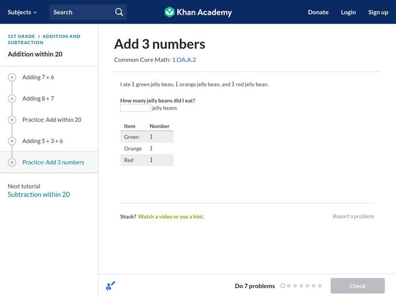 Khan Academy: Add 3 Numbers Unit Plan Khan Academy: Add 3 Numbers Unit Plan