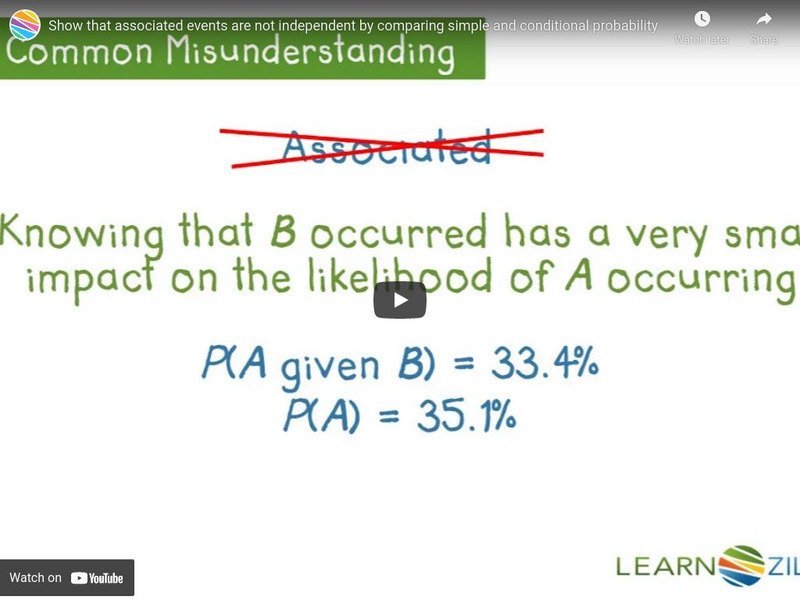 Learn Zillion: Lesson Video: Show That Associated Events Are Not Independent Instructional Video