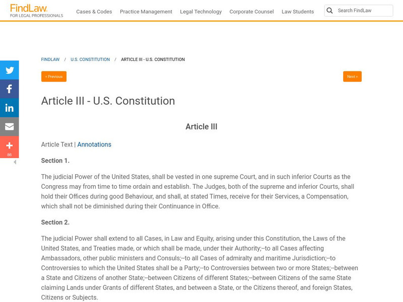 Find Law: Article Iii: Judicial Power Activity Find Law: Article Iii: Judicial Power Activity