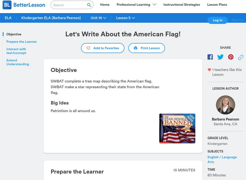 Better Lesson: Let's Write About the American Flag Lesson Plan Better Lesson: Let's Write About the American Flag Lesson Plan