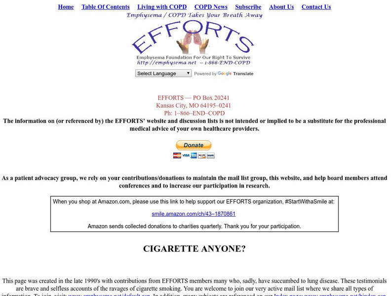 Efforts: Cigarette Anyone? Primary