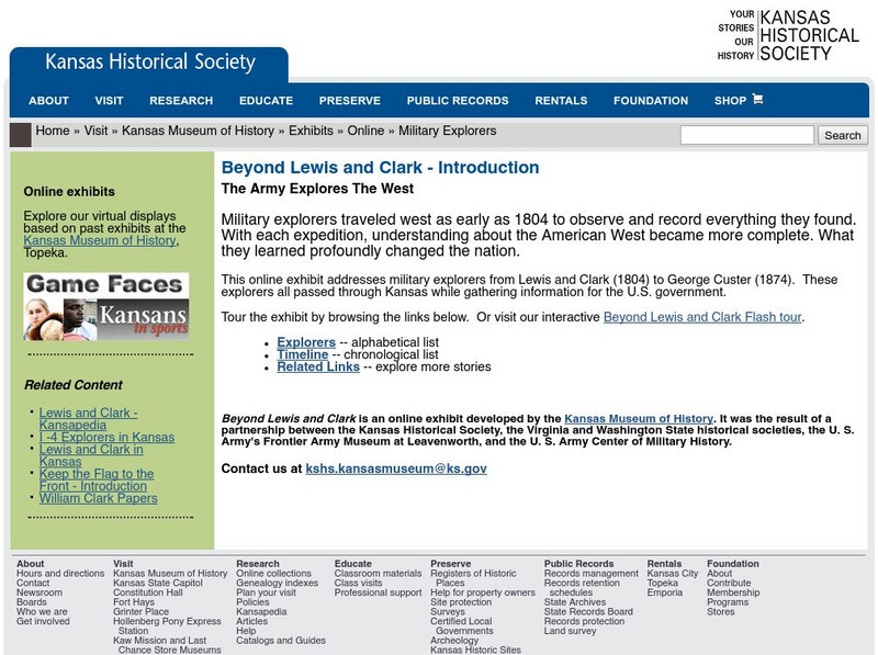 Beyond Lewis & Clark: The Army Explores the West Handout Beyond Lewis & Clark: The Army Explores the West Handout