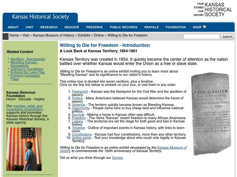 Willing to Die for Freedom: Look Back at Kansas Territory Website Willing to Die for Freedom: Look Back at Kansas Territory Website