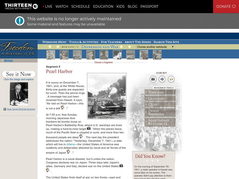 Wnet: Thirteen: Freedom: A History of Us: Pearl Harbor Unknown Type Wnet: Thirteen: Freedom: A History of Us: Pearl Harbor Unknown Type
