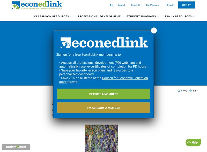 Econ Ed Link: Vincent Van Gogh's Flower Beds in Holland Lesson Plan Econ Ed Link: Vincent Van Gogh's Flower Beds in Holland Lesson Plan