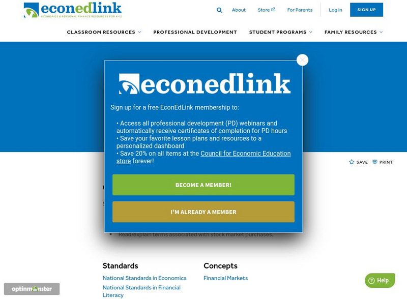 Econ Ed Link: Nyse Made Easy Lesson Plan Econ Ed Link: Nyse Made Easy Lesson Plan