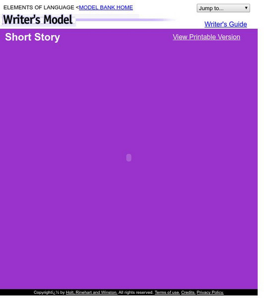 Holt, Rinehart and Winston: Writer's Model: Writing a Short Story Website Holt, Rinehart and Winston: Writer's Model: Writing a Short Story Website