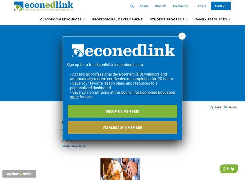 Econ Ed Link: Let's Talk Turkey: The Cost of Thanksgiving Dinner Lesson Plan Econ Ed Link: Let's Talk Turkey: The Cost of Thanksgiving Dinner Lesson Plan
