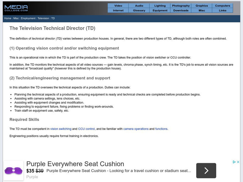Media College: The Tv Technical Director Handout