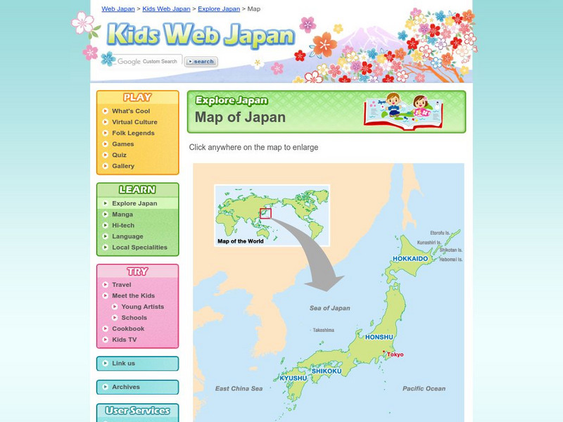 Web Japan: Map of Japan Website Web Japan: Map of Japan Website