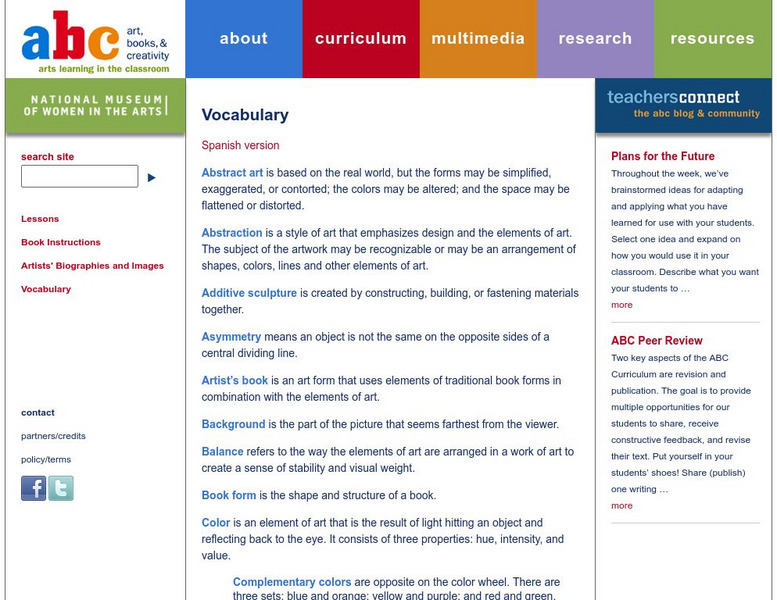 Art, Books, and Creativity: Art Vocabulary Handout Art, Books, and Creativity: Art Vocabulary Handout