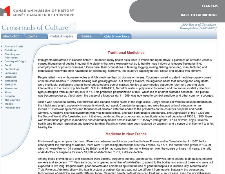Cmc: Crossroads of Culture: Traditional Medicine of Immigrants Website Cmc: Crossroads of Culture: Traditional Medicine of Immigrants Website