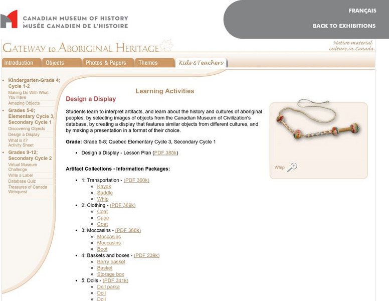 Cmh: Gateway to Aboriginal Heritage: Design a Display Website Cmh: Gateway to Aboriginal Heritage: Design a Display Website