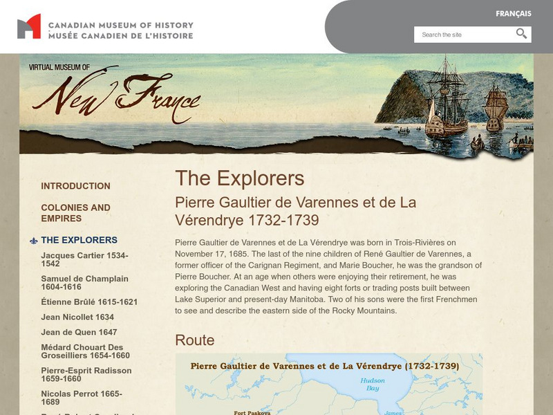 Cmc: Virtual Museum of New France: The Explorers: Pierre Gauthier De Varennes Article Cmc: Virtual Museum of New France: The Explorers: Pierre Gauthier De Varennes Article