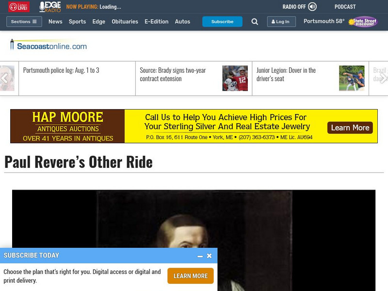 Seacoast: Paul Revere's Other Ride Activity Seacoast: Paul Revere's Other Ride Activity