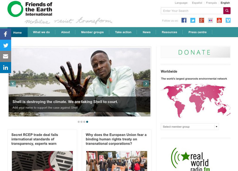 Friends of the Earth International Website Friends of the Earth International Website