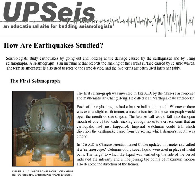 Up Seis: How Are Earthquakes Studied? Handout