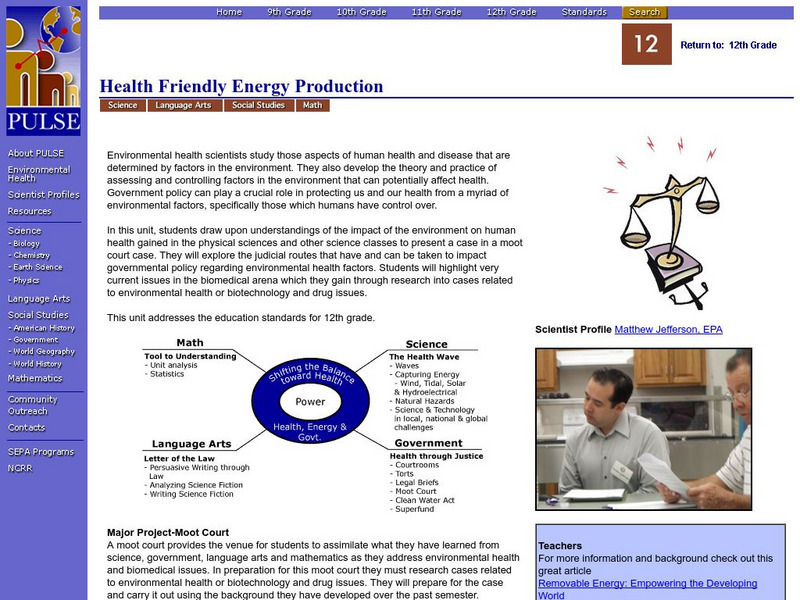 Pulse: Health Friendly Energy Production Lesson Plan Pulse: Health Friendly Energy Production Lesson Plan