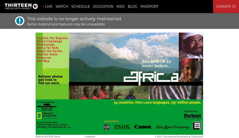 Wnet: Thirteen: Africa: Teacher's Guide Lesson Plan Wnet: Thirteen: Africa: Teacher's Guide Lesson Plan