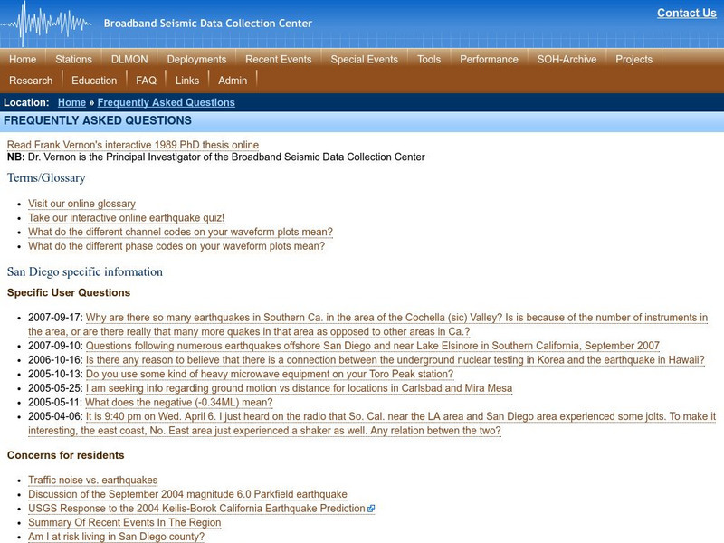 Broadband Seismic Data Collection Center: Online Earthquake Quiz Unknown Type Broadband Seismic Data Collection Center: Online Earthquake Quiz Unknown Type