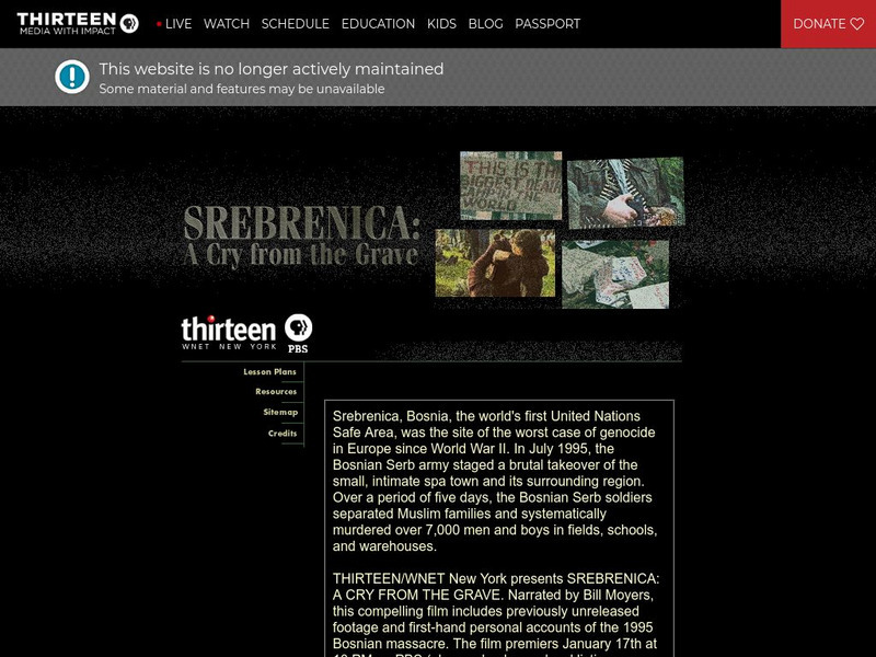 Wnet: Thirteen: Srebrenica a Cry From the Grave Website Wnet: Thirteen: Srebrenica a Cry From the Grave Website