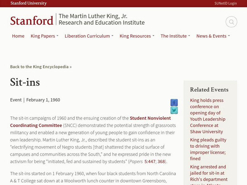 Mlk and the Global Freedom Struggle: Sit Ins Website Mlk and the Global Freedom Struggle: Sit Ins Website