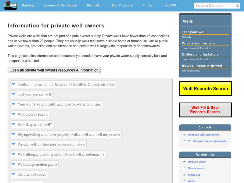 Wdnr: Information for Homeowners With Private Wells Website Wdnr: Information for Homeowners With Private Wells Website