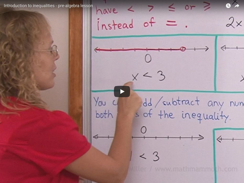Math Mammoth: Introduction to Inequalities Pre Algebra Lesson Instructional Video Math Mammoth: Introduction to Inequalities Pre Algebra Lesson Instructional Video