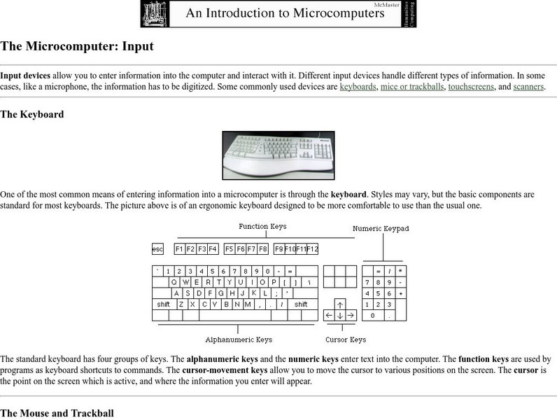 The Microcomputer: Input Article The Microcomputer: Input Article