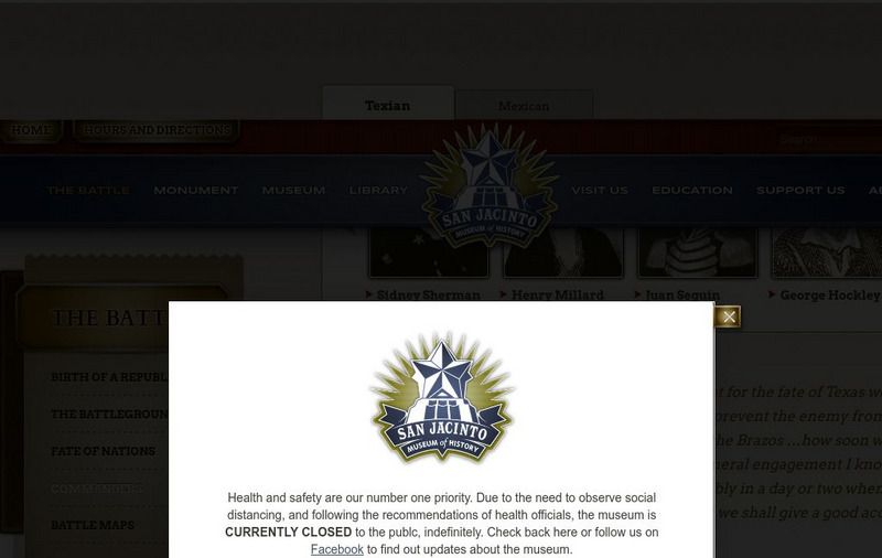 San Jacinto Museum: Commanders in the Field: Henry Millard Handout