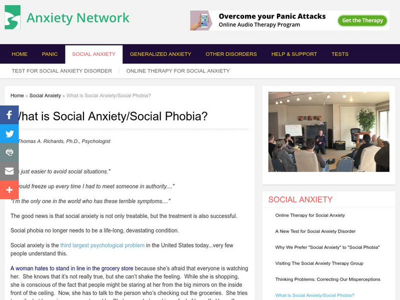 Anxiety Network: Social Anxiety / Social Phobia Website Anxiety Network: Social Anxiety / Social Phobia Website