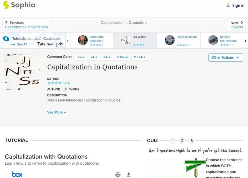 Sophia: Capitalization With Quotations Unit Plan Sophia: Capitalization With Quotations Unit Plan