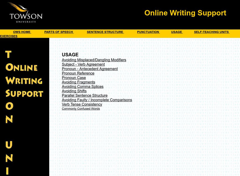 Towson University: Online Writing Support: Usage Handout