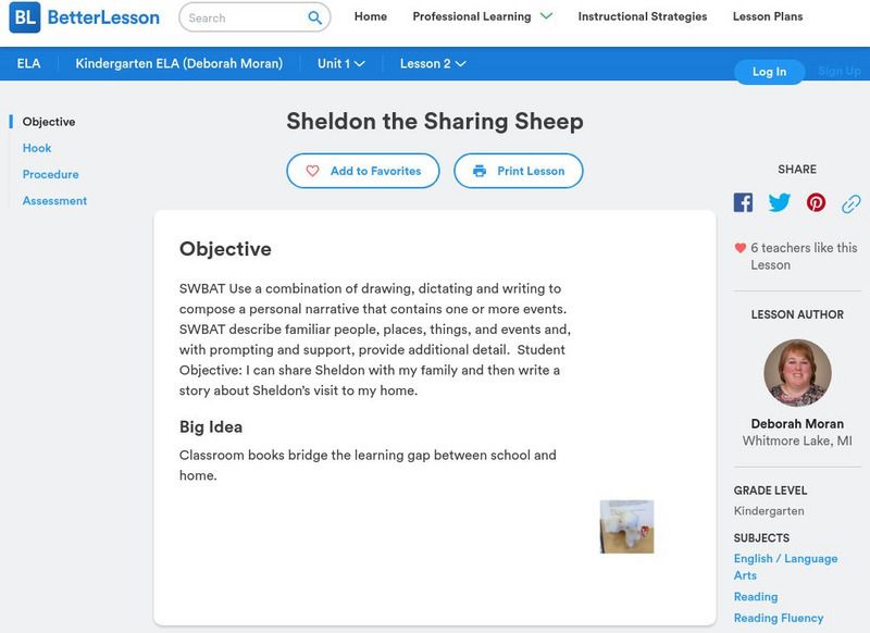 Better Lesson: Sheldon the Sharing Sheep Lesson Plan Better Lesson: Sheldon the Sharing Sheep Lesson Plan