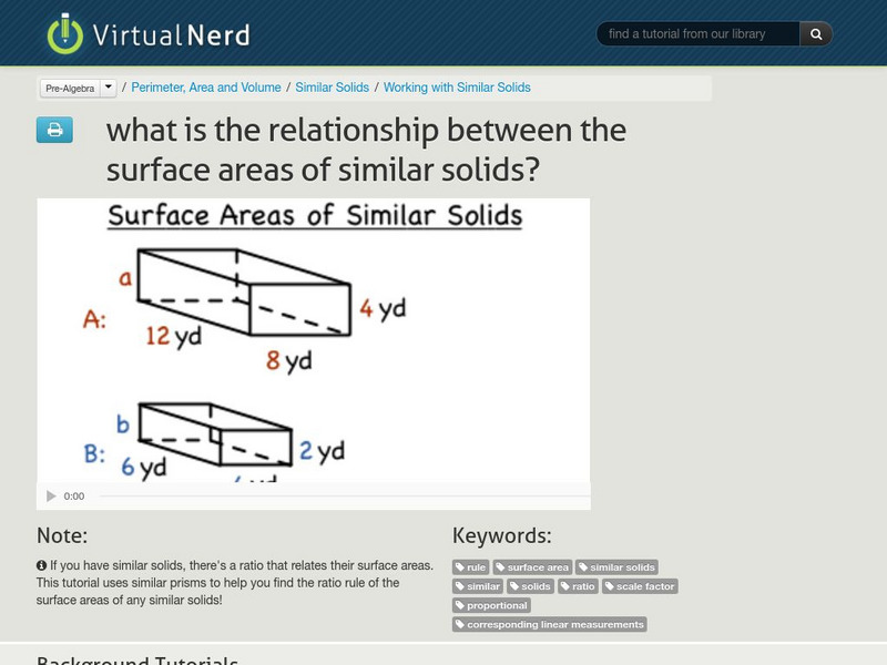 Virtual Nerd: The Relationship Between the Surface Areas of Similar Solids Instructional Video