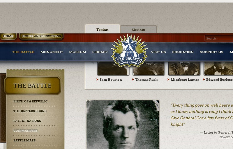 San Jacinto Museum: Commanders in the Field: Edward Burleson Website