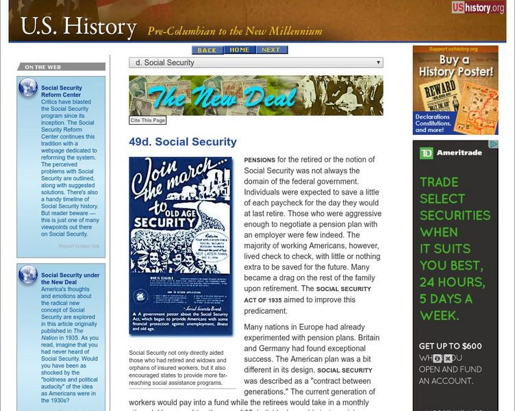 U.s. History: Social Security Website U.s. History: Social Security Website