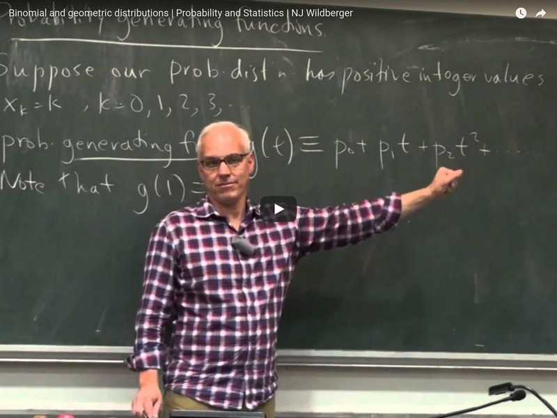 University of New South Wales: Prob Stats6: Binomial and Geometric Distributions Instructional Video University of New South Wales: Prob Stats6: Binomial and Geometric Distributions Instructional Video