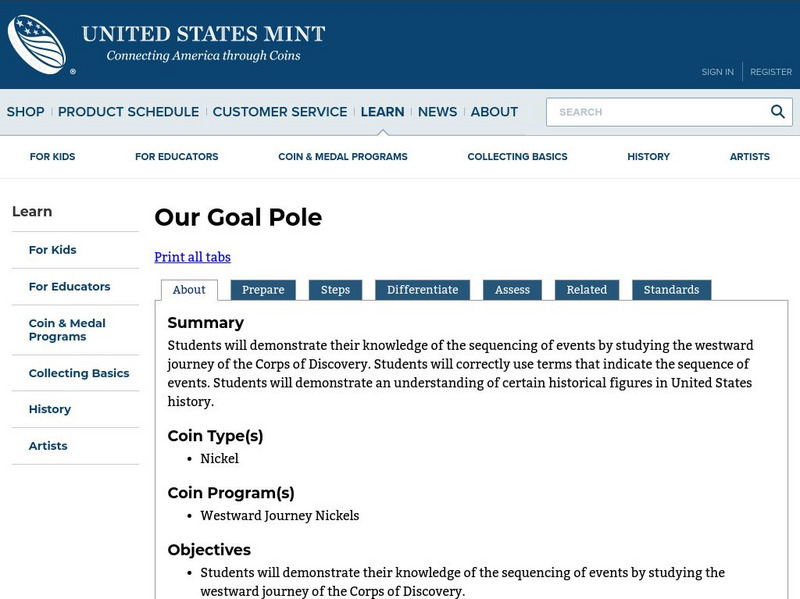 U.s. Mint: Our Goal Pole [Pdf] Lesson Plan