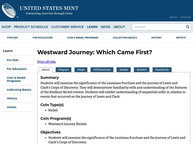 U.s. Mint: Which Came First? [Pdf] Lesson Plan