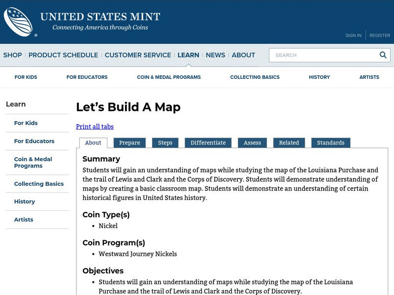 U.s. Mint: Let's Build a Map [Pdf] Lesson Plan