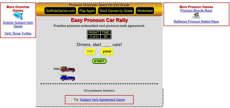 Got Kids Games: Easy Pronoun Car Rally Interactive Got Kids Games: Easy Pronoun Car Rally Interactive