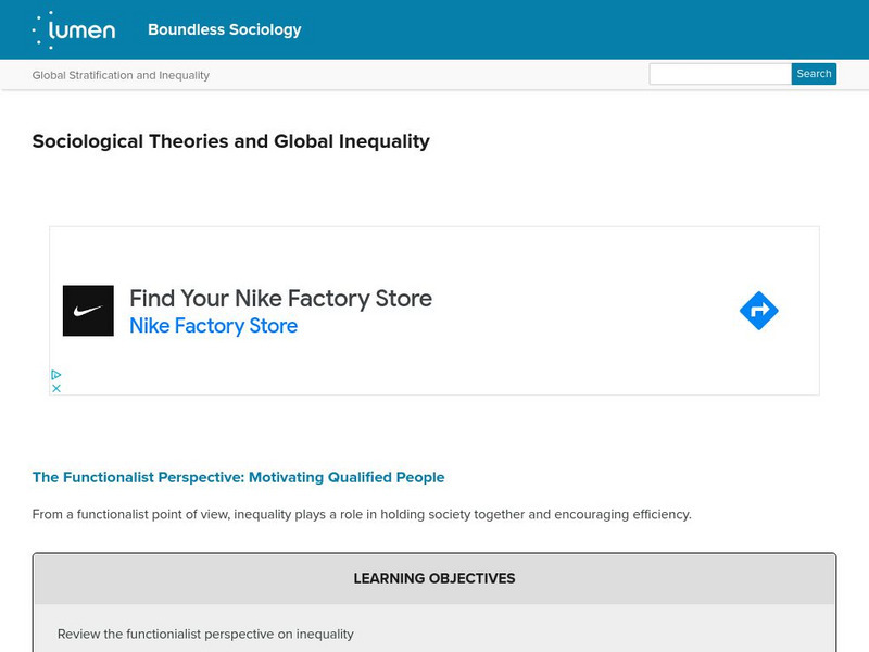 Lumen: Boundless Sociology: Sociological Theories and Global Inequality Unit Plan