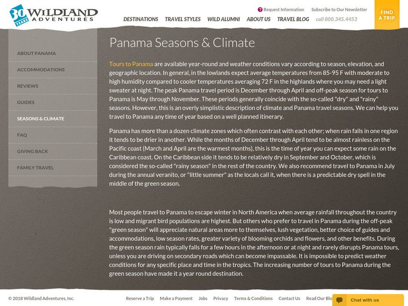 Wildland Adventures: Panama Season and Climate Website