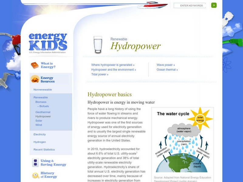 U.s. Eia Energy Kids: Hydropower: Energy From Moving Water Handout U.s. Eia Energy Kids: Hydropower: Energy From Moving Water Handout