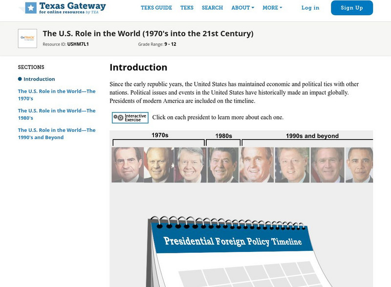 Texas Gateway: The u.s. Role in the World (1970'S Into the 21st Century) Unit Plan Texas Gateway: The u.s. Role in the World (1970'S Into the 21st Century) Unit Plan