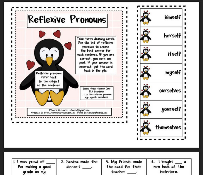 Pitner's Potpourri: Reflexive Pronouns Activity Pitner's Potpourri: Reflexive Pronouns Activity