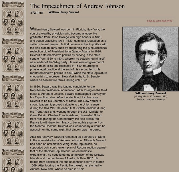 Impeachment of Andrew Johnson: William H. Seward Handout Impeachment of Andrew Johnson: William H. Seward Handout