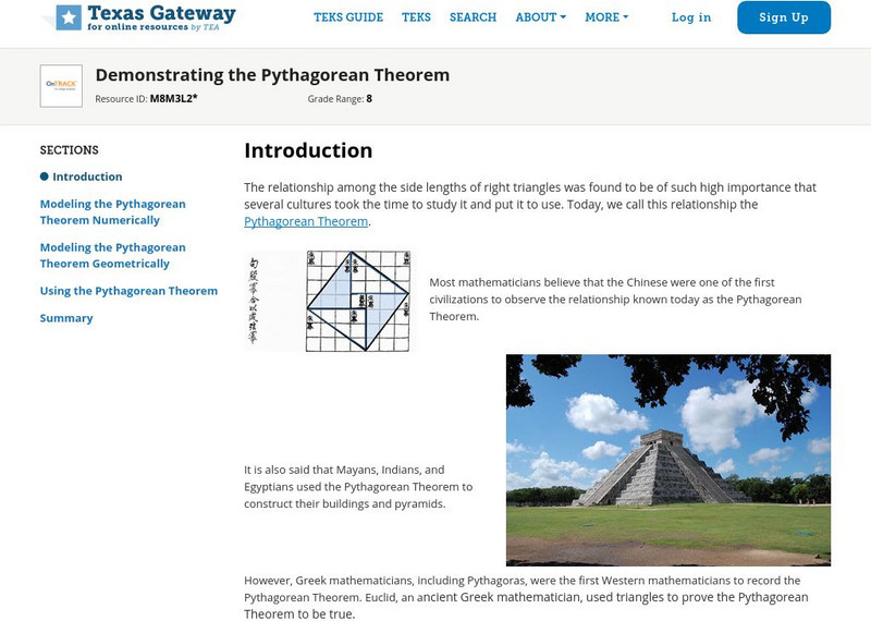 Texas Gateway: Demonstrating the Pythagorean Theorem Unit Plan Texas Gateway: Demonstrating the Pythagorean Theorem Unit Plan